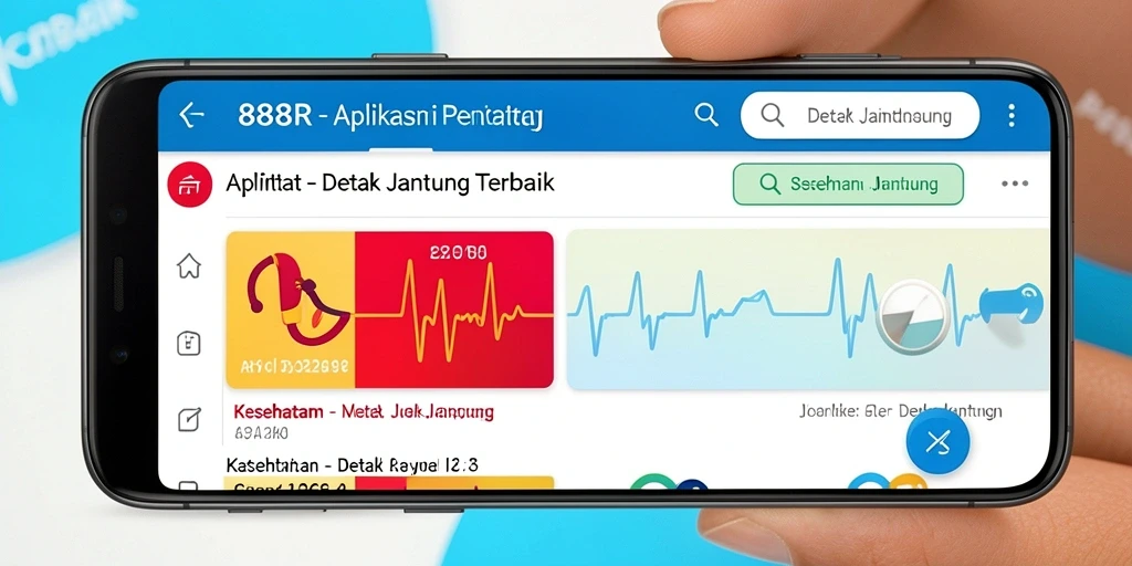 Tampilan antarmuka utama aplikasi Detak Jantung 888R yang informatif.