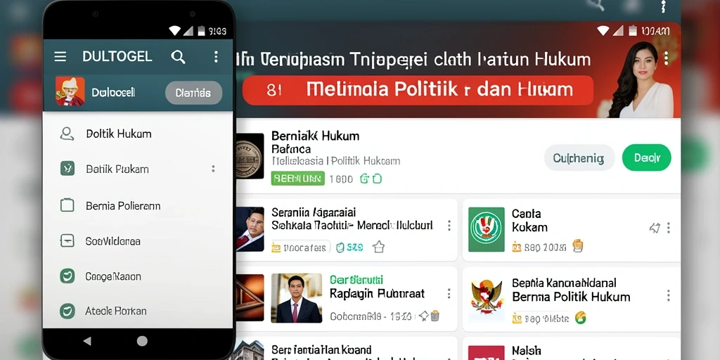 Tampilan antarmuka DULTOGEL yang ramah pengguna untuk berita politik hukum.