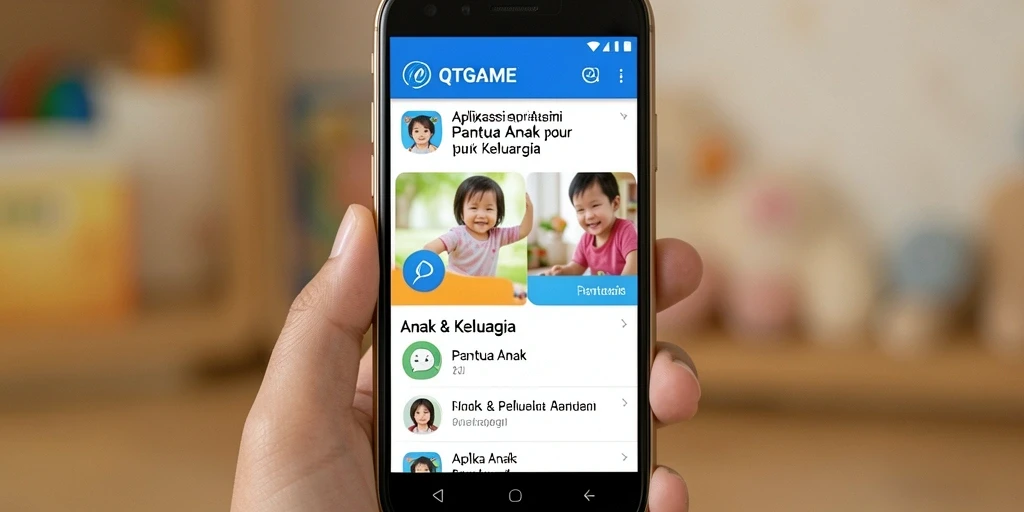 Tampilan antarmuka QTGAME yang menarik dan ramah anak.