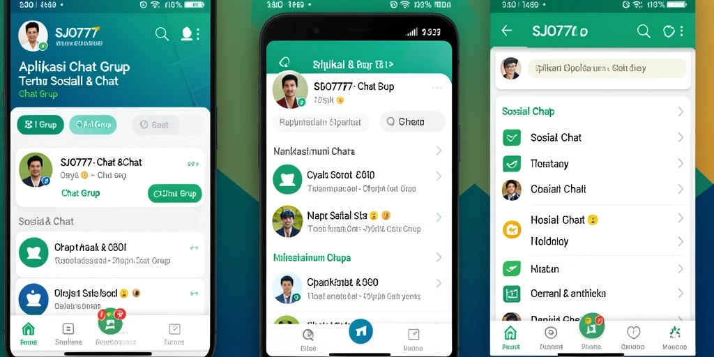 Tampilan antarmuka pengguna SJO777 untuk chatting grup.