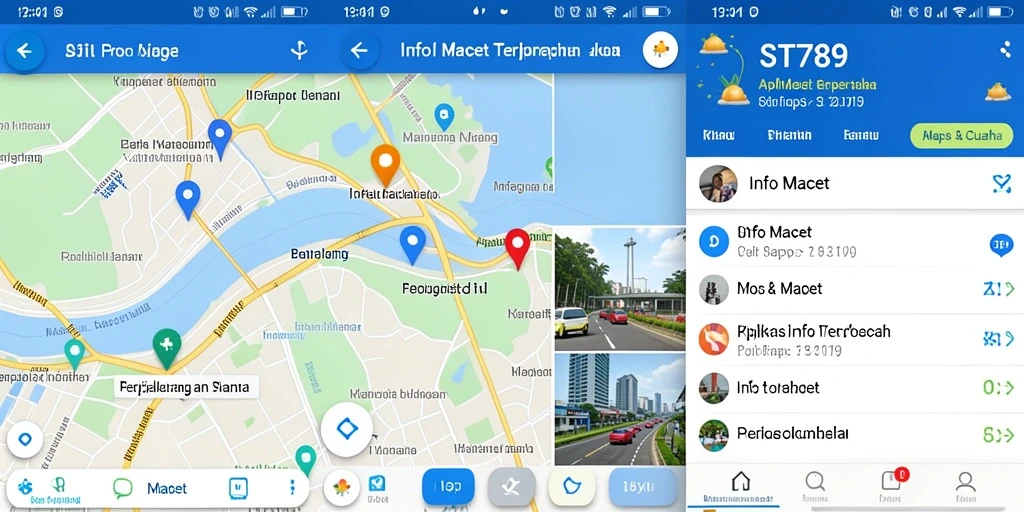 Antarmuka aplikasi ST789 menampilkan peta kemacetan dan informasi lalu lintas.
