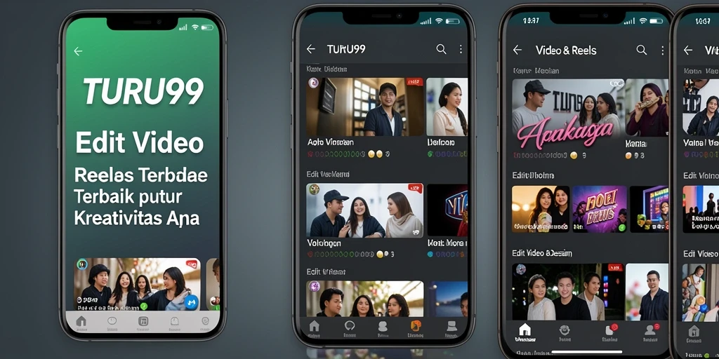 Tampilan antarmuka TURU99 yang modern untuk Edit Video Reels.
